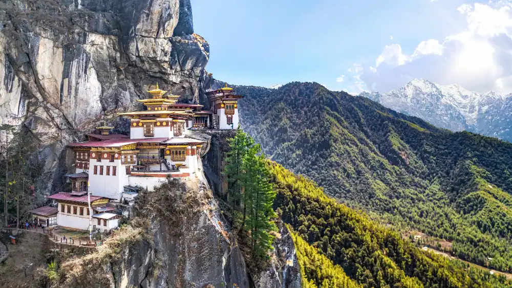 Paro Taktsang (Tiger’s Nest) Monastery on a cliff in Bhutan, a highlight of the Bhutan Essentials tour package