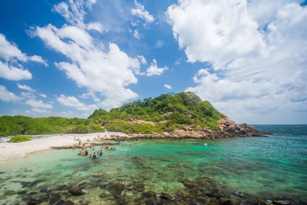 Pigeon Island and its turquoise waters off the Trincomalee coast, Sri Lanka