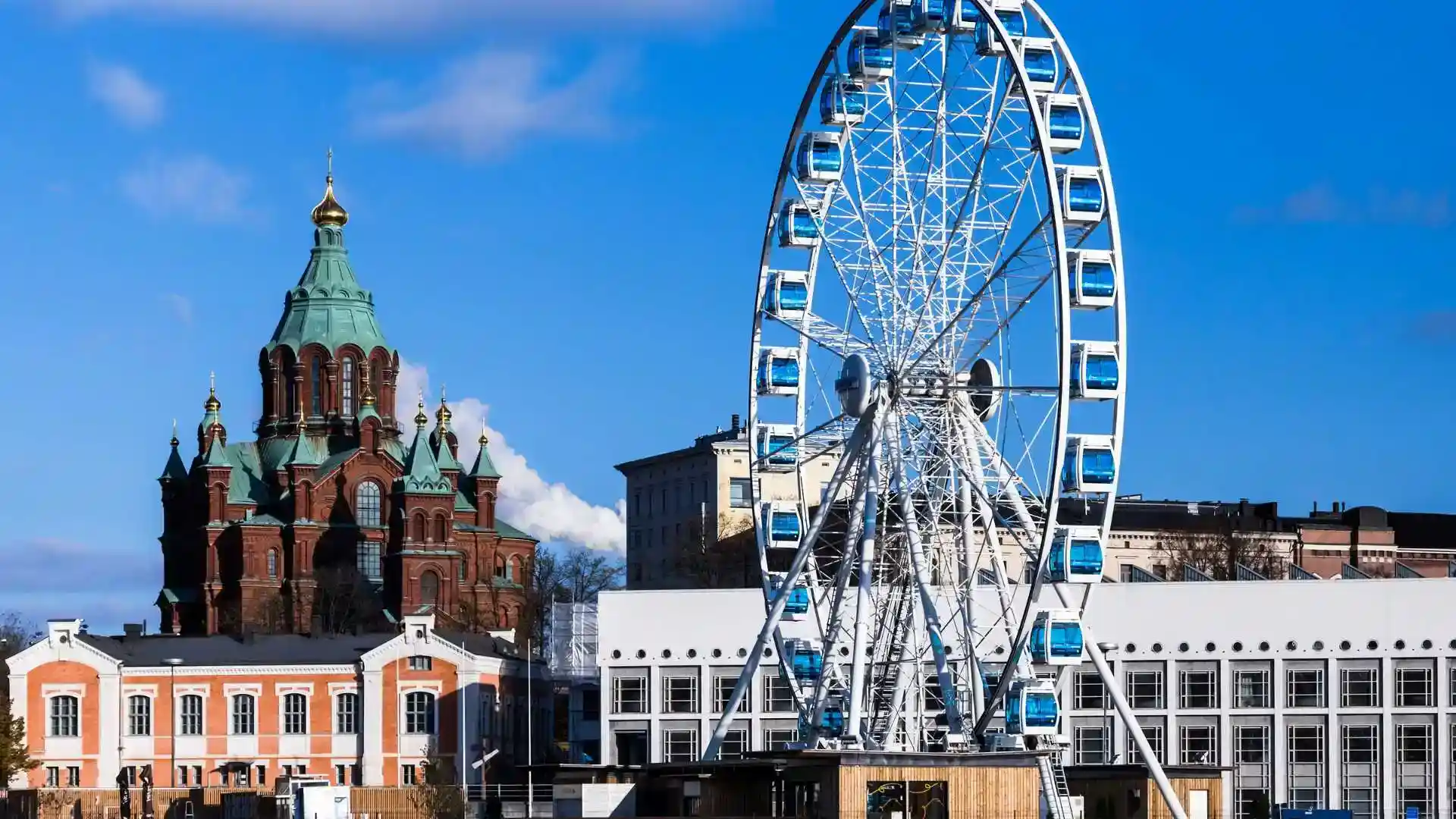 Skywheel and Uspenski Cathedral Helsinki Finland